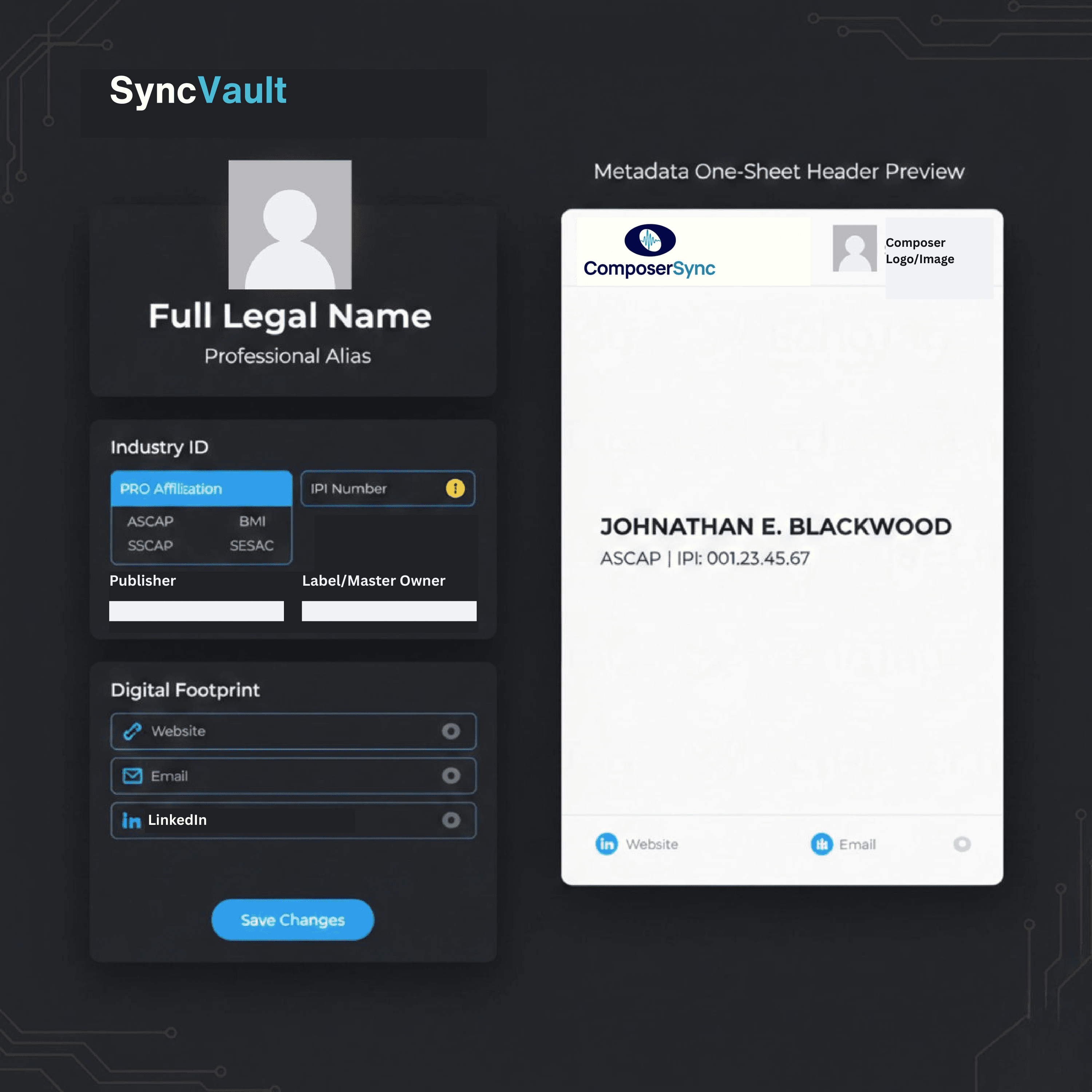 SyncVault interface